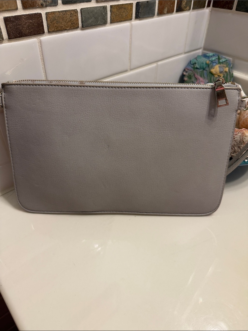 Urban Expressions Gray Wristlet Clutch with Multicolor Floral Accents - Picture 2 of 5
